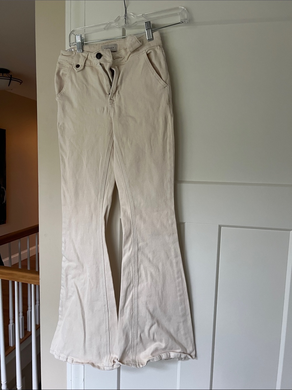 PacSun Cream Wide Leg Flare Jeans